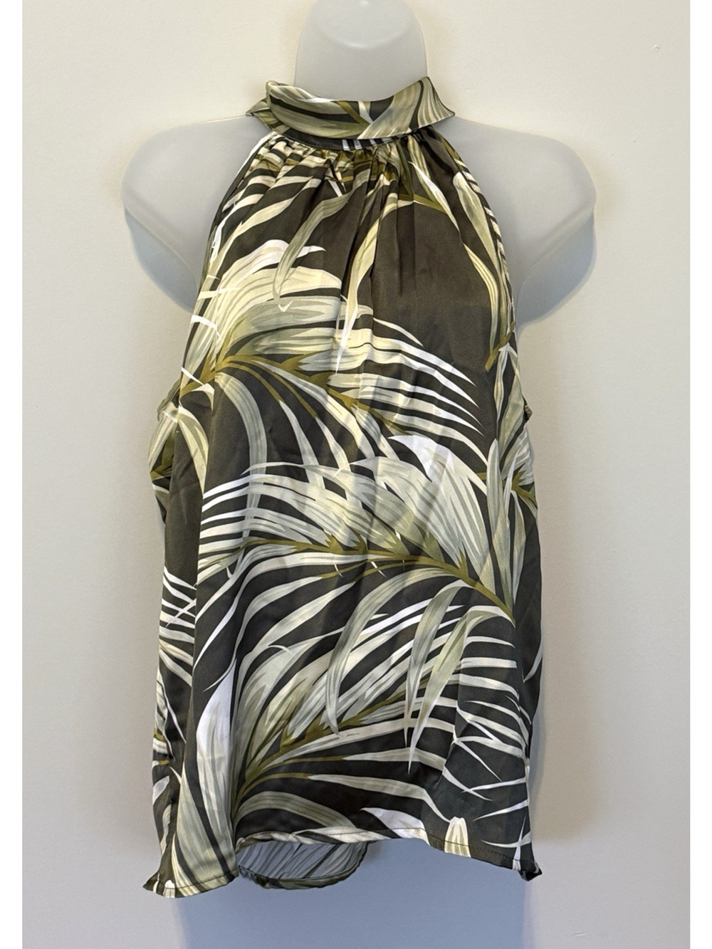 Rachel Zoe Women's Large Palm Leaf Print Halter Neck Sleeveless Blouse NWOT